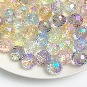 16mm  Beads UV Transparent Colorful Bead 95 count Clear Football Beads for DIY  Bracelets Necklaces Phone Chains  Making Craft Supplies(uv Transparent)