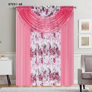 Elegant Pink Floral Design Window Curtain 87032-6# High-Quality Soft Material Available in Various Sizes & Colors Perfect for Home Decor Enhancement