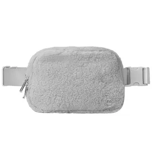 Fleece Belt Bag Sherpa Fanny Pack with Two-way Zipper, Everywhere Belt Bag for Women Men,  Fashion Waist Packs with Adjustable Belts, Lightweight Hip Bum Crossbody Bags Plain