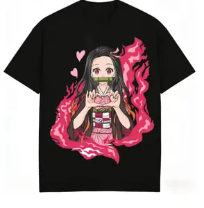 Demon Slayer Nezuko Kamado Pure Cotton T-shirt 2026 Summer New Anime Printed Loose Casual Parent Child Short Sleeve Top