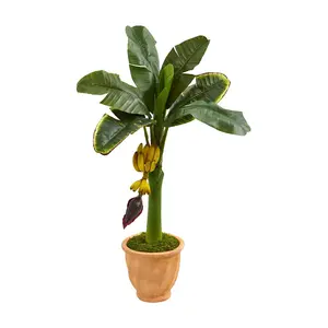 Nearly Natural 3' Banana Artificial Tree in Terracotta Planter