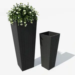 GAOMON 2 Pack Large Planters for Indoor Plants, Outdoor Tall Planter with Drainage Holes, Plant Pots for Trees Flowers, All-Weather Use with Removable Insert Bucket (24inch, 32 inch, Black) Veggie Shaped Pots Stackable Pots