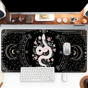Snake & Moon Pattern Mouse Pad, Rectangle Gaming Mouse Pad, Office Desk Keyboard Mat for Home Office Desk, Desktop Accessory