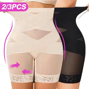 2/3 PCS Tummy Control Shapewear Shorts  for Women-High Waisted Body Shaper Underwear Seamless Butt Lifting Lace Panties Thigh Slimmer Panty Girdle Shapewear