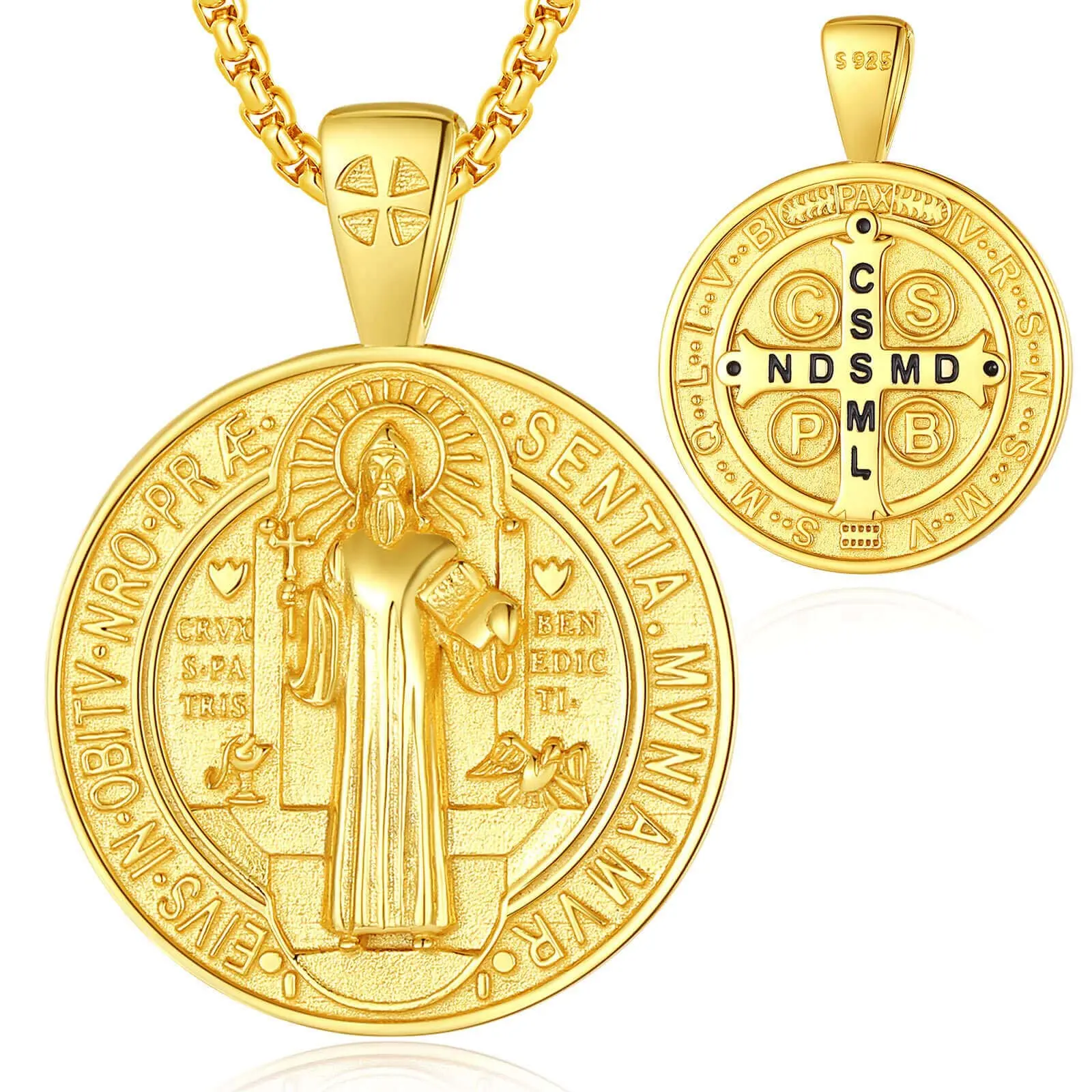 Style 2 Gold-plated Round St. Benedict With NDSMD