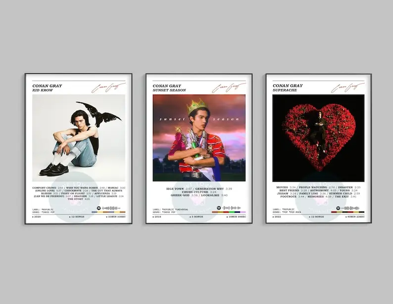 Set Of 3 Conan Gray Poster / Album Cover Poster / Music Print / Home Wall Decor / Music Gift / Gift Idea / Album Print / Music Gift Idea