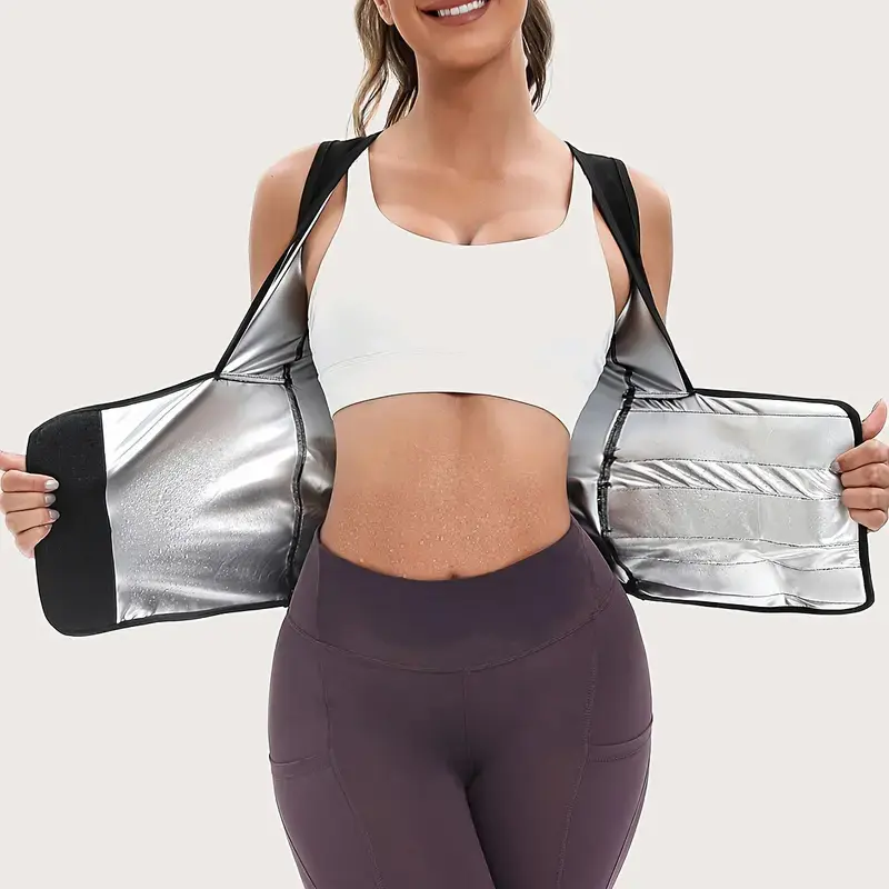 Women's Athletic Sauna Waist Trainer Shapewear - Open-Bust, Adjustable Hook-and-Loop Closure Sweat Vest, Tummy Control Sportswear for Gym, Yoga