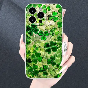 Shockproof TPU Phone Case Featuring a Four-Leaf Clover Design, Suitable for Iphone 17 promax/16/15/14/13/12/11 , with Camera Lens Protection And a Slim, Drop-Resistant Build, Perfect for New Year, Valentine'S Day, Easter, And St. Patrick'S Day.