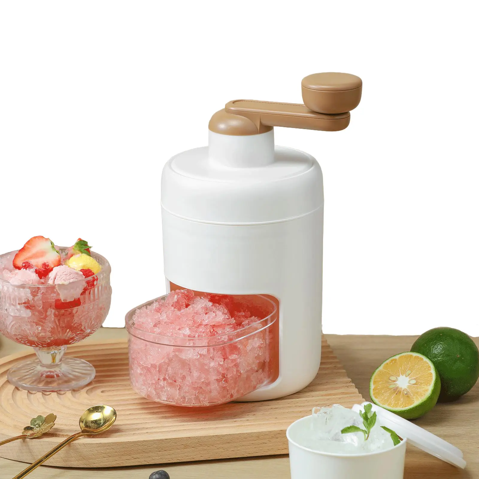 Manual Ice Shaver Machine - Ice Crusher - Portable Snow Cone & Slushy Maker with Stainless Blade - Healthy Frozen Drink Maker & Smoothie Recipe