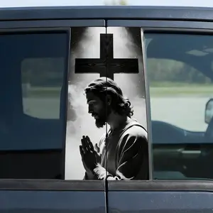 Jesus Car B-Pillar Sticker 2 PCS 9.84IN x 19.68IN Easy to Apply Religious Design for Car Enthusiasts Enhances Vehicle Appearance
