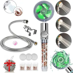Hydro Jet High Pressure Shower Head with Filter Beads | Turbocharged Handheld Shower Kit (Green).