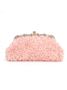 Pink floral clutch, wedding banquet chain bag, fashionable ladies' handbag with adjustable shoulder chain for crossbody wear. New spring/summer style, perfect for parties and holiday gifts. Elegant Clutch