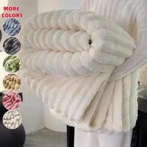 Double-sided Plush Blanket, 1 Piece Soft Skin-friendly Warm Throw Blanket, Lightweight Cozy Blanket, Soft Winter Blanket, Classic Stripe Pattern, All Seasons, Multifunctional Blanket for Home Office Couch Camping Car Travel, Bedroom Decor, Christmas Gift