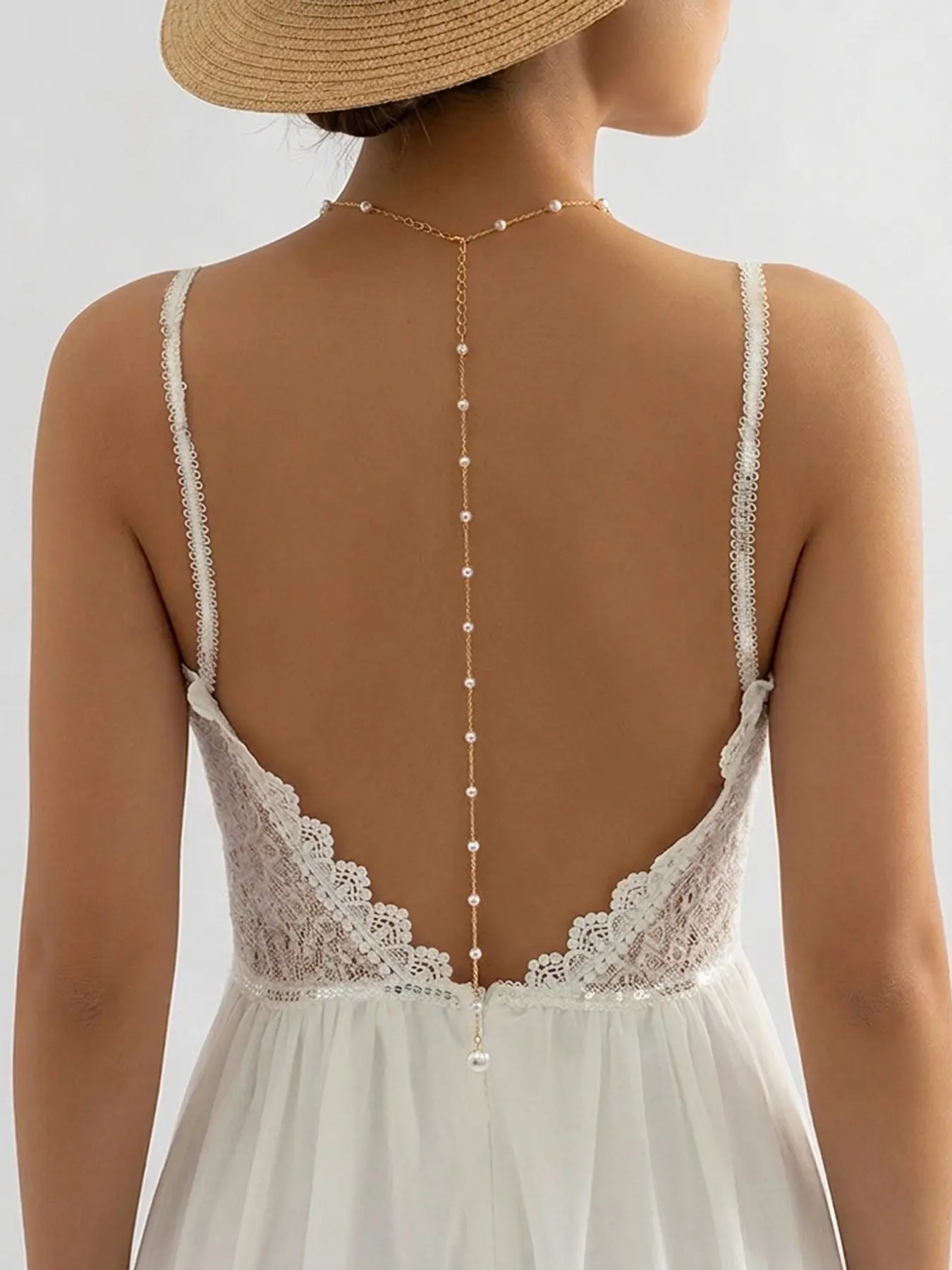Women's Sexy Pearl Alloy Back Chain, Bling Chain, Body Jewellery, Perfect for Special Occasions, Festivals, Parties & Daily Wear, Stylish Fashion Body Jewelry