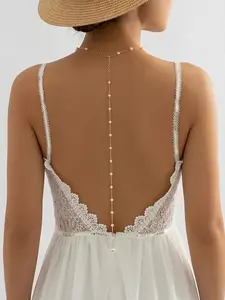 Women's Sexy Pearl Back Chain, Perfect for Special Occasions, Festivals, Parties & Daily Wear, Stylish Fashion Body Jewelry