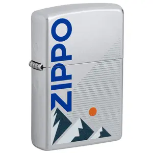 Zippo Mountain Design Satin Chrome Pocket Lighter - Made in USA