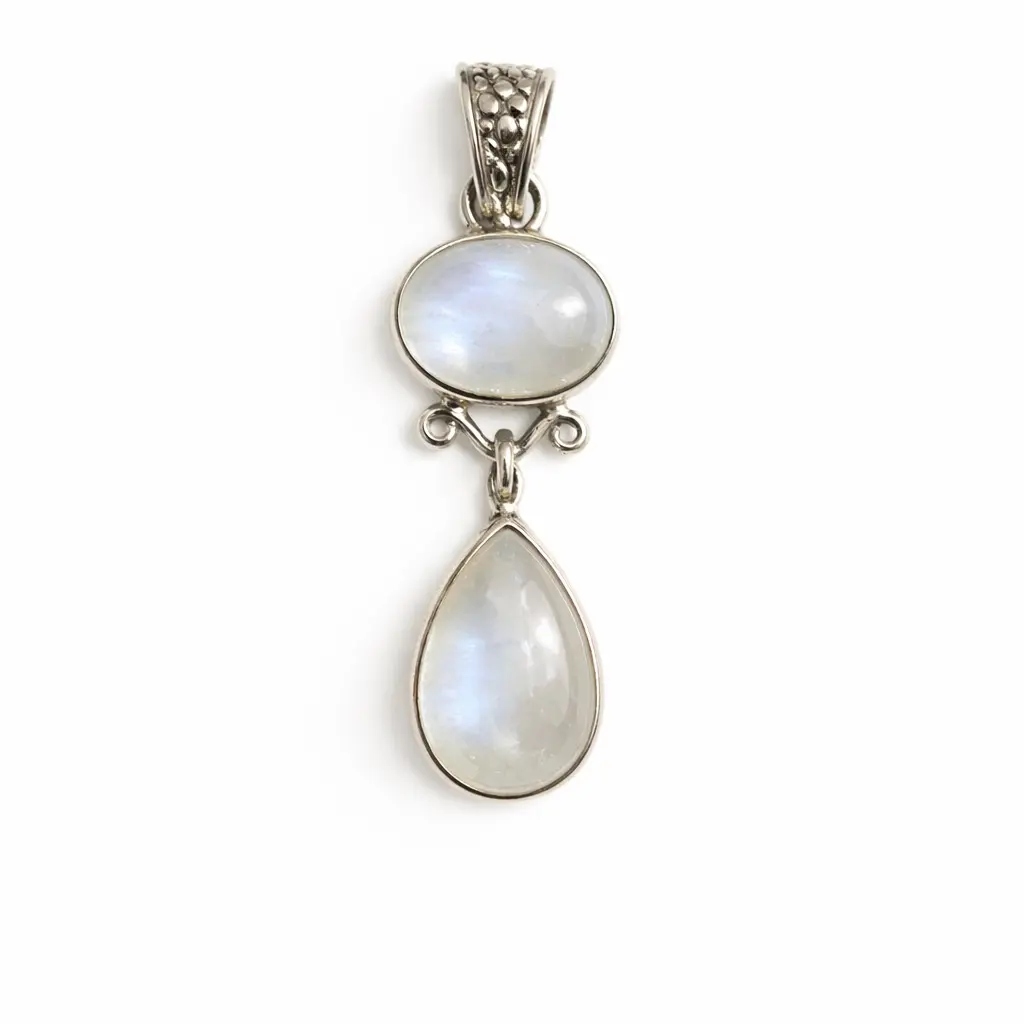 Rainbow Moonstone Duo Pendant