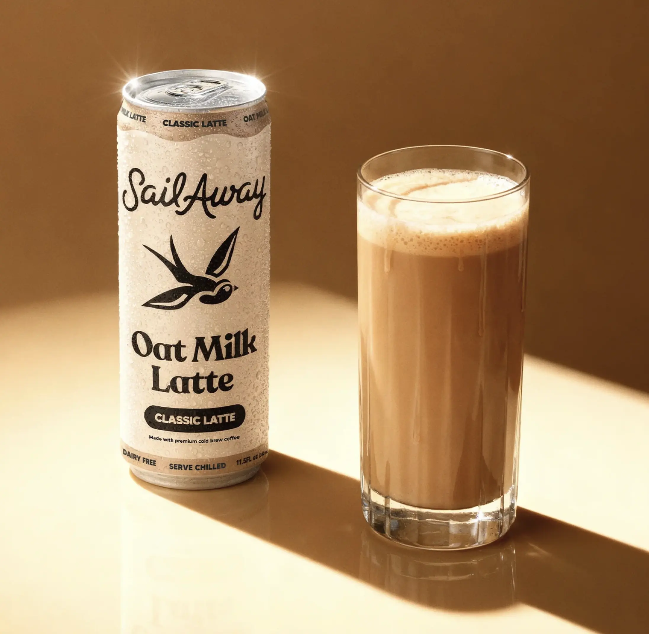 Classic Oat Milk Iced Latte Coffee Beverage Cans - Dairy-Free, Natural, Smooth Creamy, Gluten-Free, Vegan, 220mg Caffeine, 11.5oz 12-Pack, Sea Salt, Purified Water, Sail Away