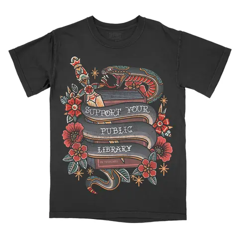 Support Your Local Library Comfort Colors Unisex T-shirt Gothic Alternative Fashion Booktok Smut Reader Top Tshirt Streetwear Short sleeve Printed Cotton Alt Goth