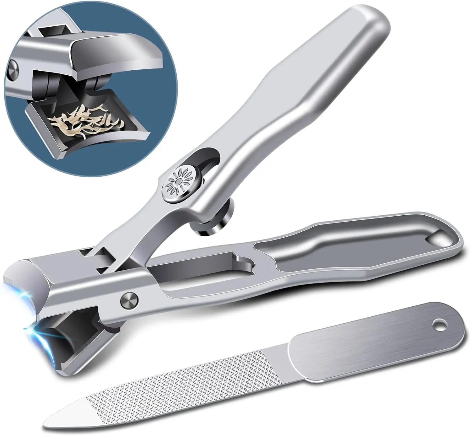 DR.MODE German Hawk-Beak Stainless Steel Diagonal Clippers Set for Men with Catcher - Built to Last Care Tool Kit for Smooth Cuts, Better for Thick Nails, Manicure, Pedicure, Nail Care, Anti-Splash