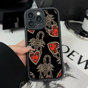 Scorpion Love Pattern Case for iPhone 16 15 14 Pro Max 13 12 11 XR XS Plus Shockproof Non Slip Military-Grade Protection Silicone Cover Gifts for women men girls boys