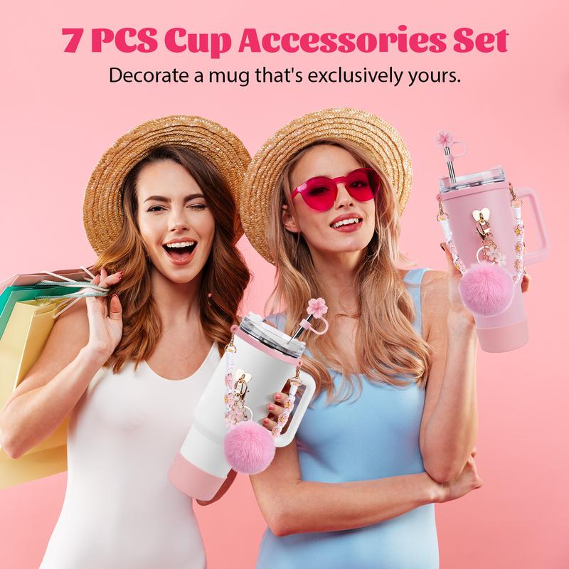 Stainless Steel Vacuum Insulated Cup with Handle and Straw for Children's Women Valentine's Day Birthday Gifts Set, Keep Cold, Hot & Ice, Portable Drinkware Tumbler Water Bottles, Bottled, Flasks funny Tumbler Drinkware Tea Iced Tea girl gifts friendship