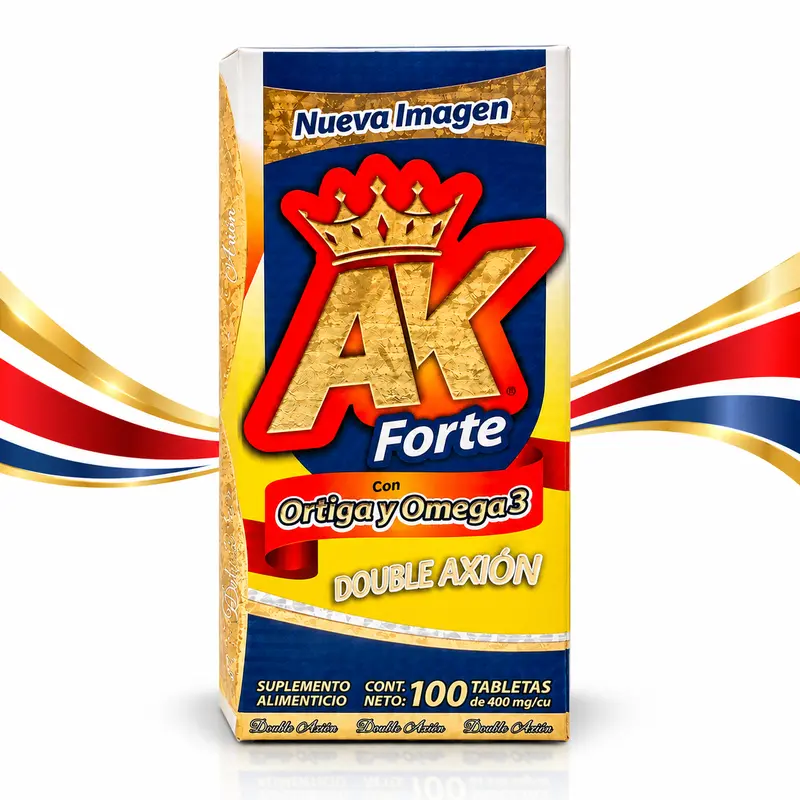 AK Forte Reforzado, 100 Tablets, Dietary Supplement with Glucosamine, Chondroitin, Collagen, Vitamin C, Turmeric, Nettle, Omega 3 and MSM, 400 mg Each, Product of Mexico
