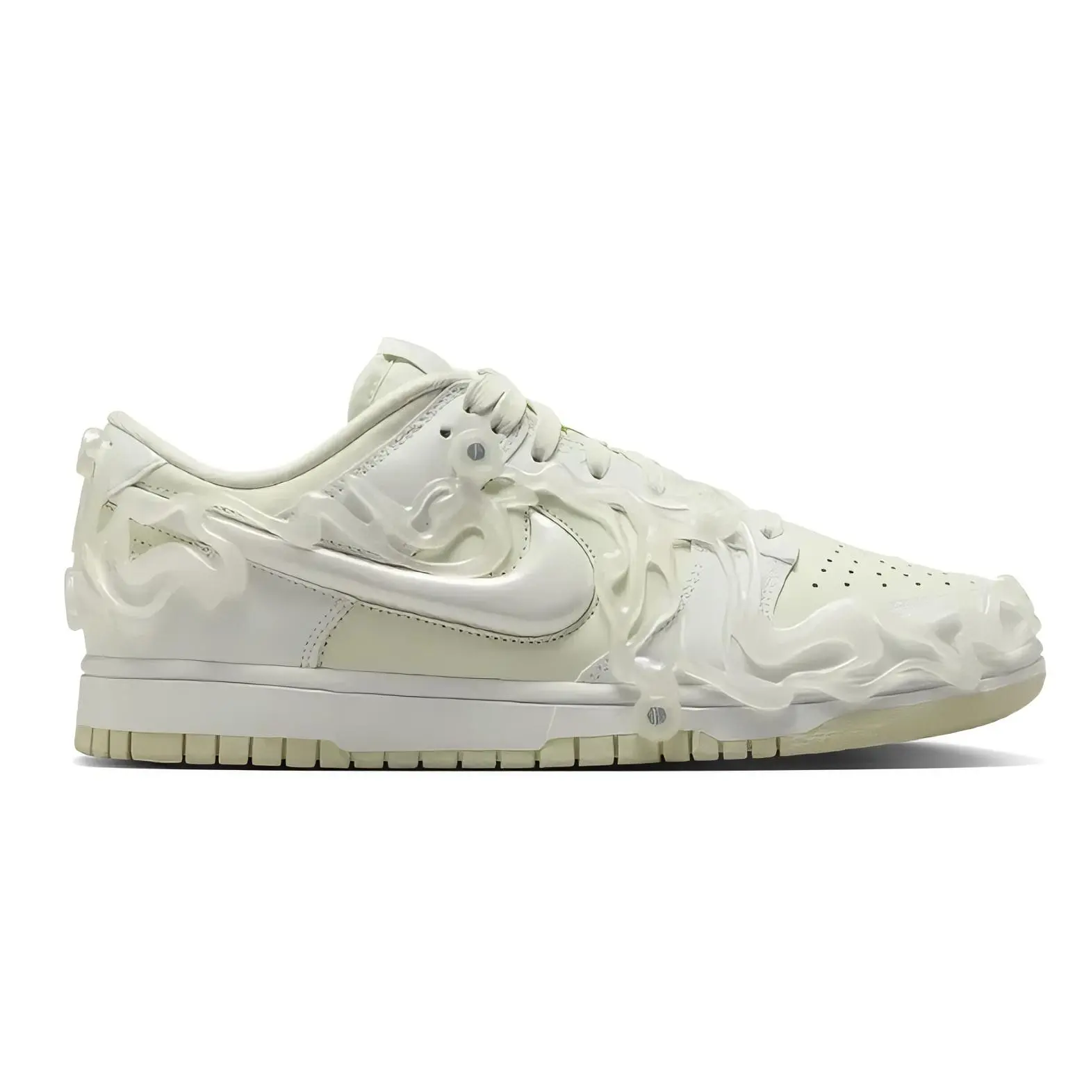 Nike White Dunk Low Sneakers with Unique Textured Design and Comfortable Fit for Everyday Wear