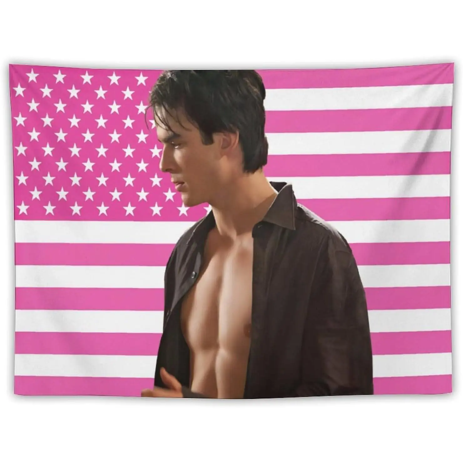 Ian Star Somerhalder Light Print Cotton-Linen Wall Hanging Tapestry Flag (40X30in (102X76cm)) - Home Decor for Bedroom, Outdoor Patio