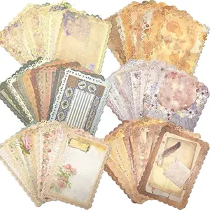 60 Sheets Vintage Scrapbook Paper Assorted Set, 6 Pack Mixed Lace Edged Paper for Scrapbooking Planner Letter Writing Junk Journal Supplies Collage 4.9x6.9 Inch
