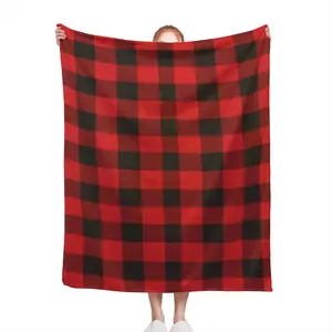 Ultra-Soft Buffalo Plaid Flannel Throw Blanket - Red & Black Checkered Design, Plush All-Season Cozy Warmth, Contemporary Cabin Lodge Decor, Polyester, Perfect Christmas Gift For Men & Women, Family &
