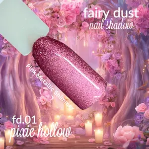 Sparkle & Co. Pixie Hollow fd.01 Fairy Dust Nail Shadow 1-2g Jar Lasts 10-15 Manis Pink Metallic Shimmer