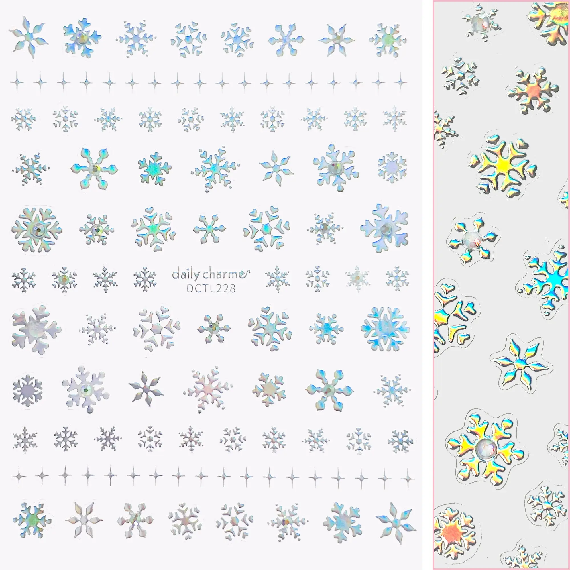 Holiday Bejeweled Nail Art Sticker / Crystal Holo Snowflake