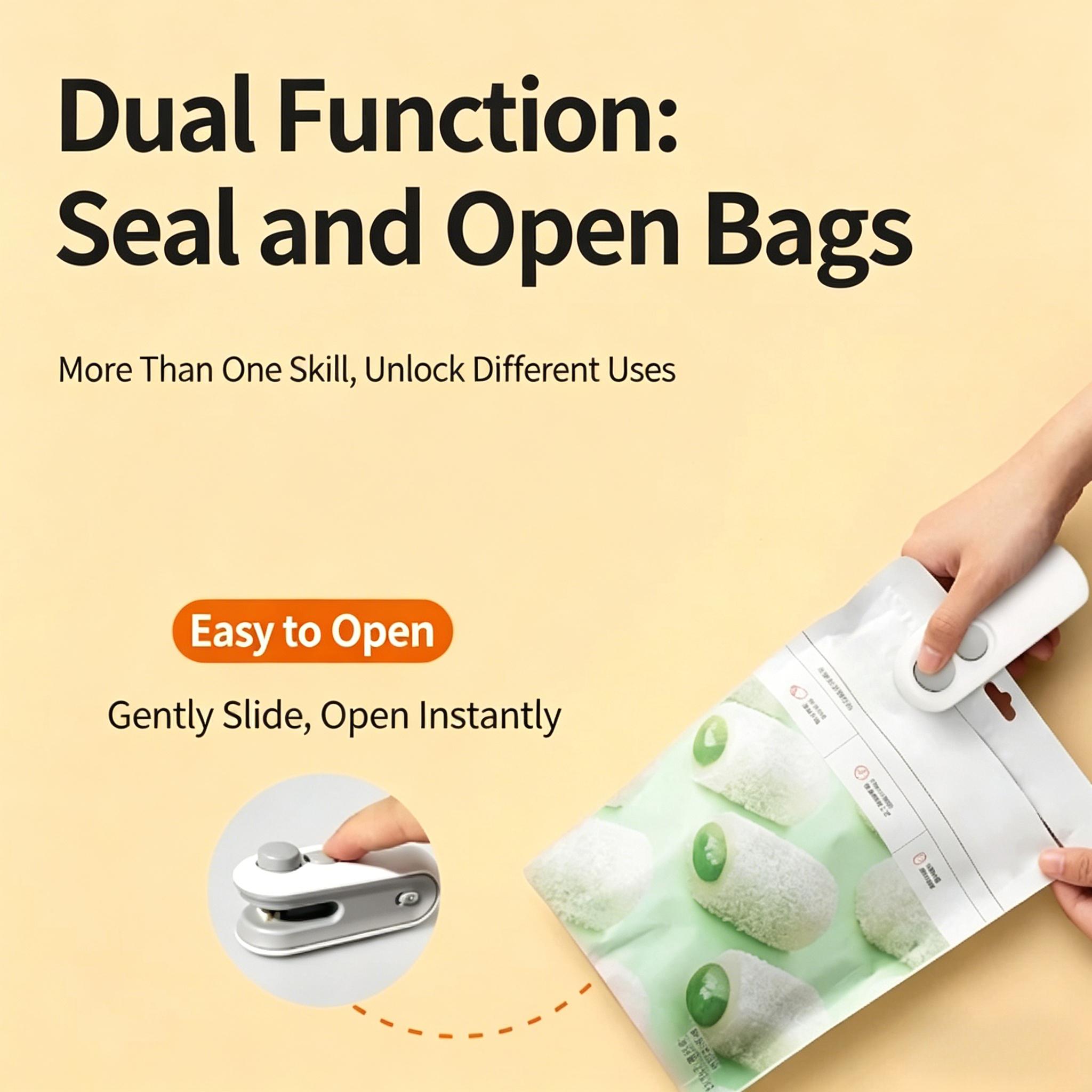 2Pcs Mini Bag Sealer, Portable Heat Sealing Machine for Plastic Bags, Food Storage Bag Sealer