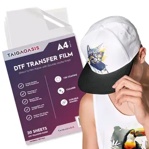 TAIGAOASIS DTF Transfer Film A4 - 30 Sheets - 8.3 x 11.7 Inches - Anti-Static DTF Transfer Paper