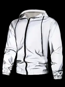 Men's Reflective Jacket, Outdoor Cycling Gear, Windproof Hooded Coat, Night Visibility Series, New Style Sports Apparel, Lightweight Sports Jacket