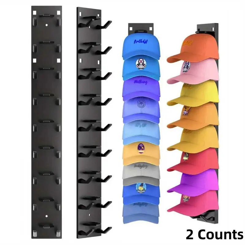 Wall Mounted Baseball Cap Storage Rack, 2 Counts Multipurpose Hat Hooks Storage, Hat Hook, Hat Storage Display Rack for Closet Door & Bedroom, Shelves, Hat Hanger Holder, Wall Mounted Organizer, Hat Hangers for Wall