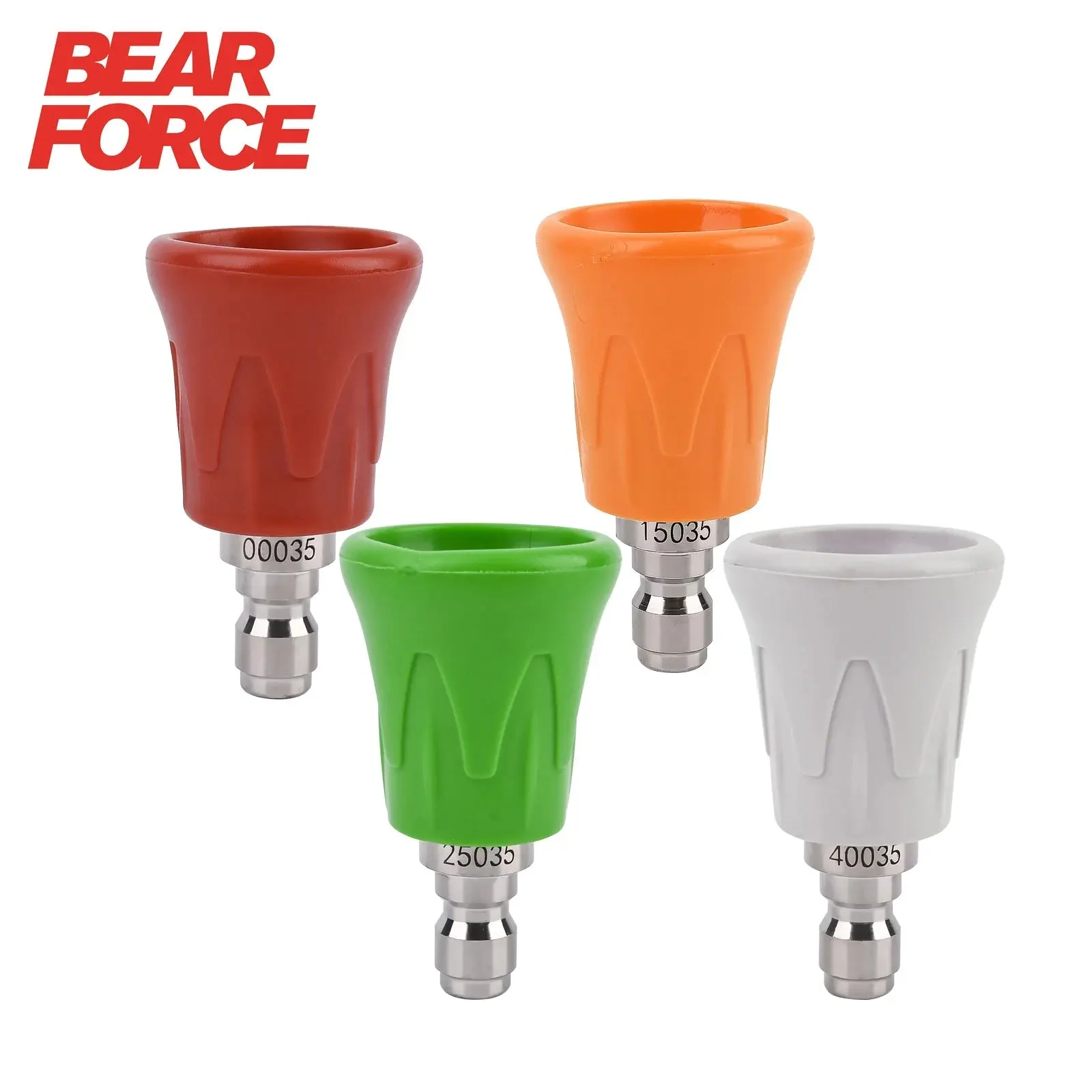 4pc Soft Rubberized Pressure Washer Nozzle Tips Set - Upgraded Rubber Protective Cover - 1/4" Quick Connect