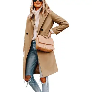 Women's winter wool coat casual stand up collar single breasted flat topRAIMENTRY