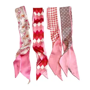 4 Pack Purse Scarf for Bags Silk Head Scarf for Hair Handbag Women Scarfs Band Hair Neck Scarves Fashion Gifts Imitation Material