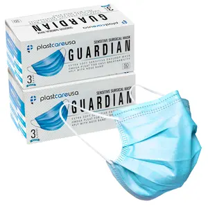 PlastCare USA 100 Blue 4-Ply ASTM Level 3 Disposable Face Masks (2 Boxes of 50)