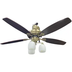 SIROCCO 52 in. 3-Light Ceiling Fan, for Indoor & Outdoor Use, Three 120V 6W e26 Light Bulbs Not Included