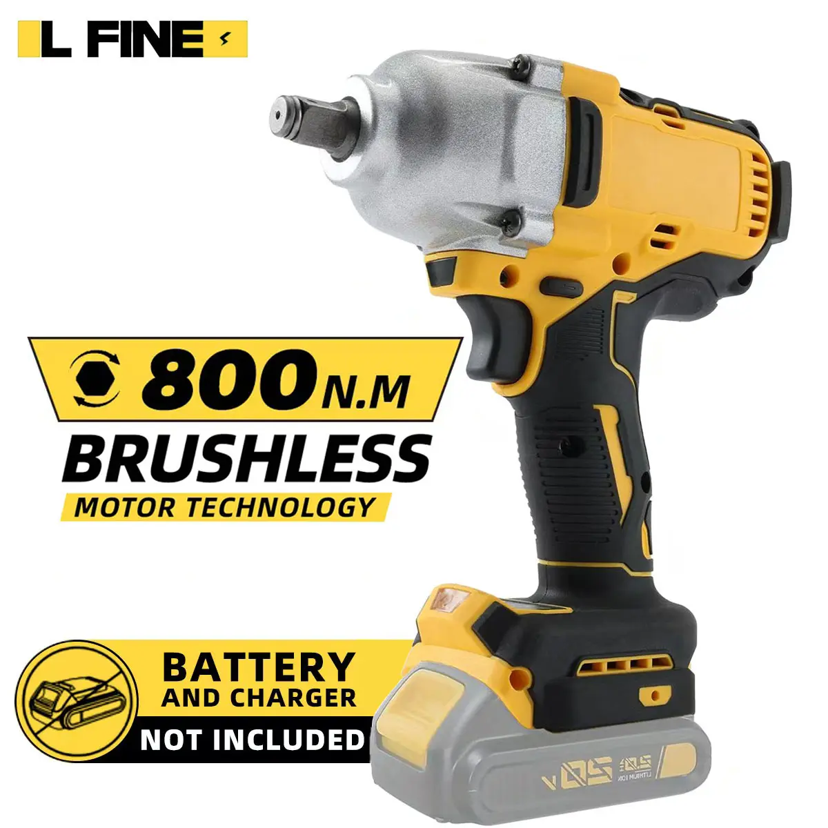 800N.M 1/2" Brushless Cordless Impact Wrench | 3 Speed + LED | For Dewalt 20V (Tool Only)