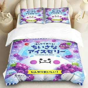3PCS Duvet Cover Set, 1 Duvet+2 Pillowcases(Without filler),  Polar Bear Grape Ice Purple theme, Christmas bedding set, Cozy Cute Soft Bedroom Suitable for decoration Bedroom Dormitory Guestroom Apartment.
