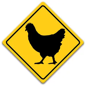 Chicken Crossing Caution Sign