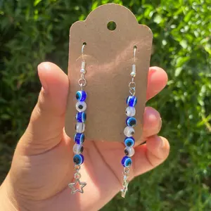 Dark Blue Evil Eye Earrings