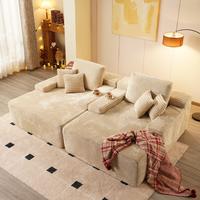 2*Beige Plush Corduroy