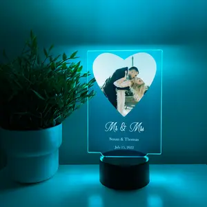Personalized Heart Shape Photo Display Stand – Multi Color Custom Photo Frame with Black Base, Romantic Gift, Anniversary, Valentine’s Day Décor