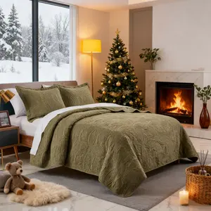 3pc Quilt Bedspread Sets, Ultra Soft Microfiber Quilts For Queen King Size Bed Coverlet Lightweight Reversible Bedspread, Modern Style Coin Pattern Orange Coverlet For All Season Use, 1 Bedspread & 2 Pillowcases Bedding Set.