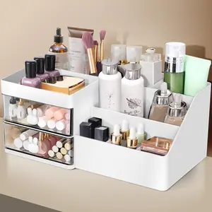 Makeup Organizer with Drawers - Cosmetic Desk Storage Box for Dressing Table, Countertop, Bathroom Counter - Skincare Organizers for Brushes, Lotions, Lipstick, Perfume